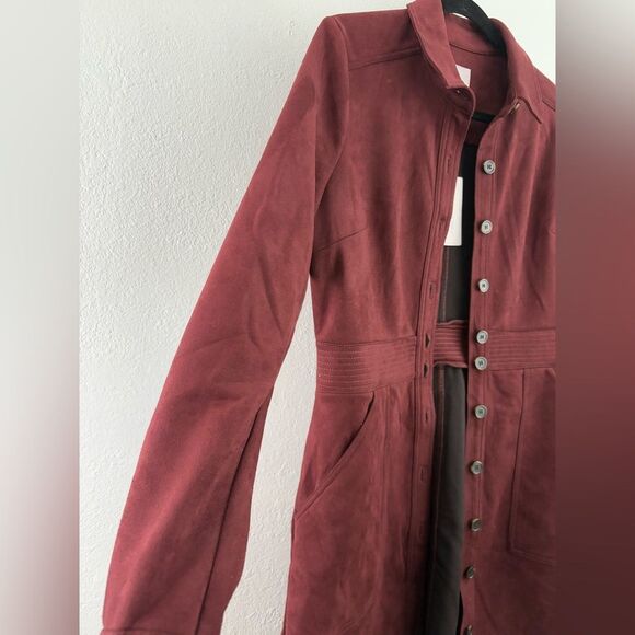 A Loves A Dress Faux Suede Burgundy Long Sleeve Size Large - Picture 5 of 8